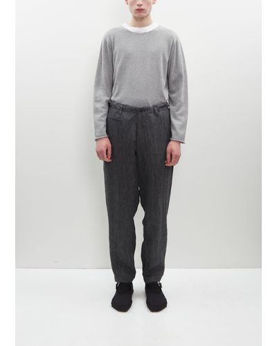 Yohji Yamamoto Linen Flat Front Trouser - Grey