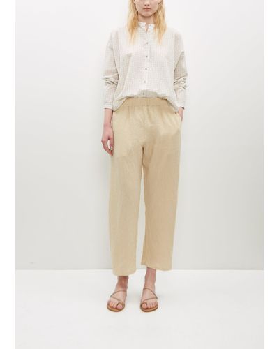Apuntob Chambray Linen Tapered Trousers - Natural