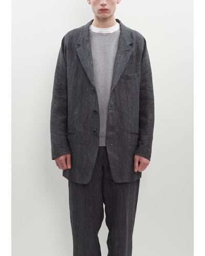 Yohji Yamamoto Linen Raglan Sleeve Blazer - Grey