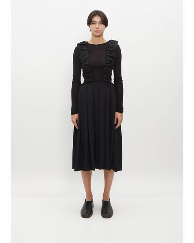 Comme des Garçons Gathered Suspender Wool Skirt - Black