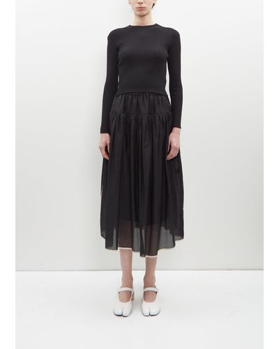 Sara Lanzi Voile Gathered Skirt - Black