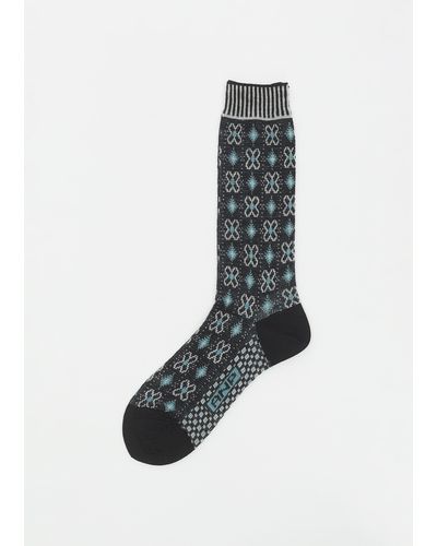 Antipast Flower Grid Socks - Black