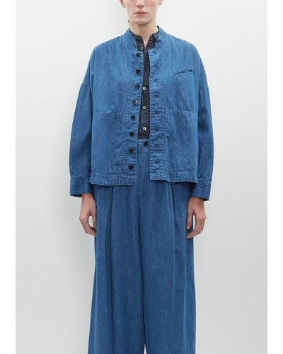 Pas De Calais Cotton-linen Denim Jacket - Blue