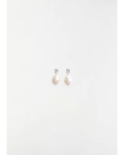 Simone Rocha Classic Pearl & Crystal Stud Earring - White
