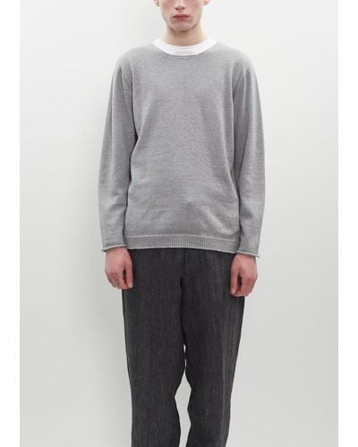 Yohji Yamamoto Cotton Cashmere Round Neck Sweater - Gray