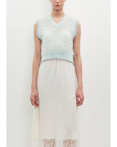 Simone Rocha Tinsel Trim Knit Vest - White