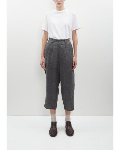 Y's Yohji Yamamoto Flax Linen Tapered Pants - Gray