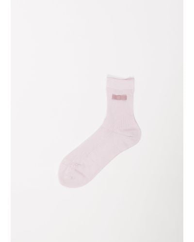 Antipast Bow Ribbed Socks - Pink