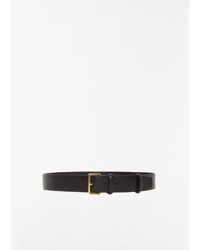 La Collection Charlie Leather Belt - White