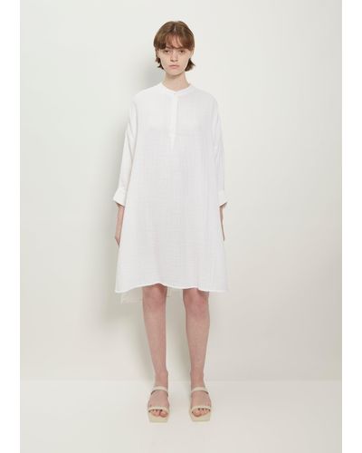 Anaak Palma Double Cloth Cotton Henley Dress - White