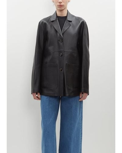 Totême Clean Leather Jacket - Black