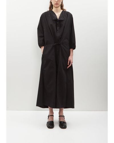 Lemaire Long Cotton Tunic With Strings - Black