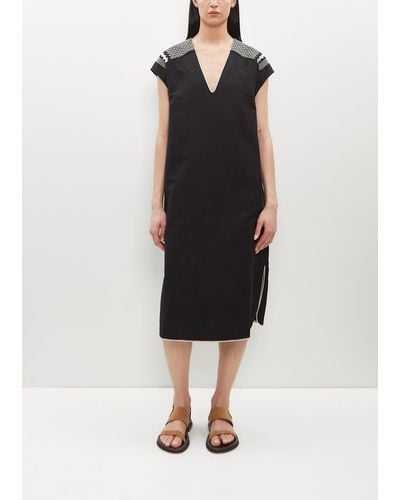 Antipast Woven Embroidered Dress - Black