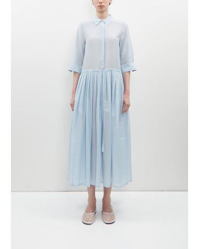 Sara Lanzi Cotton Silk Voile Chemisier Dress - Blue