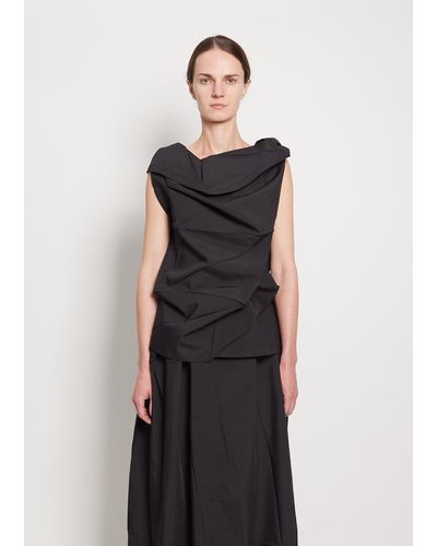 132 5. Issey Miyake Solid Folds Blouse - Black