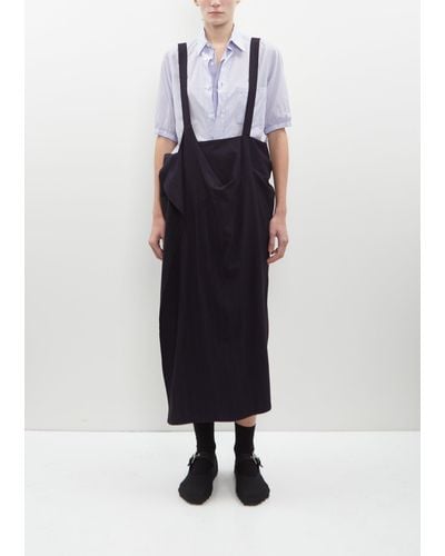 Y's Yohji Yamamoto Wool-viscose Drape Jumper Skirt - Blue