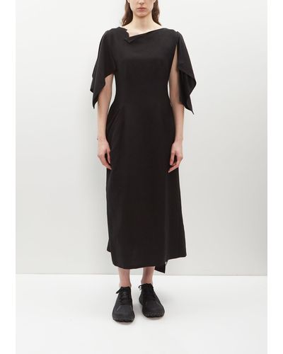 Yohji Yamamoto Flap Sleeve Cupro-flax Dress - Black