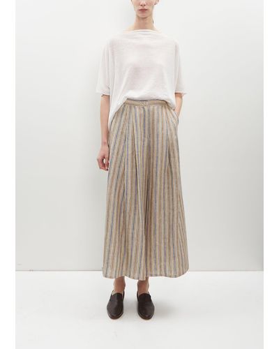 Dusan Striped Linen Wide Trousers - Natural