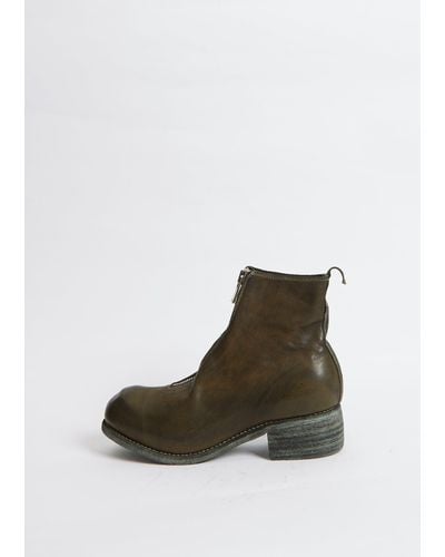 Guidi Leather Front Zip Boot Pl1— Green - Multicolor