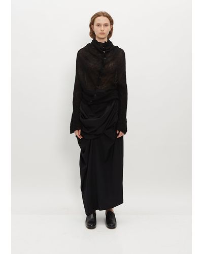 Yohji Yamamoto Draped Long Skirt - Black