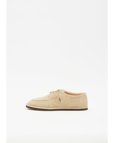 AURALEE Suede Boat Shoes - White