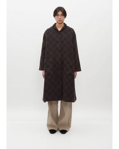 Apuntob Wool Check Coat - Brown