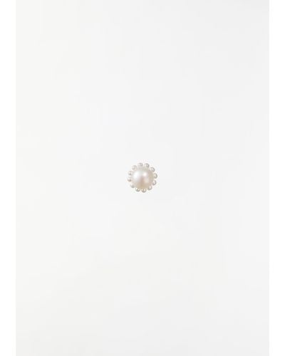 Sophie Bille Brahe Petite Jeanne Pearl & 14kt Gold Single Earring - White