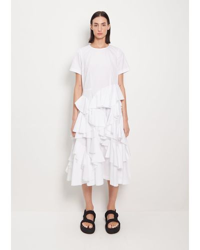 Comme des Garçons Cotton Ruffle S/s Dress - White