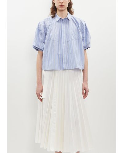 Sacai Striped Cotton Poplin Shirt - Blue