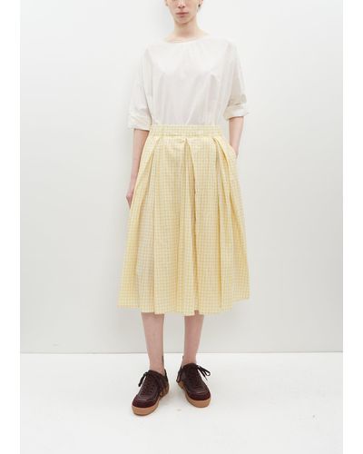 Apuntob Cotton Check Skirt - Natural