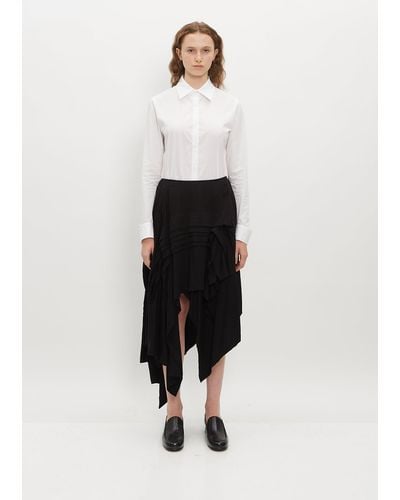 Yohji Yamamoto Horizontal Pintuck Skirt - White