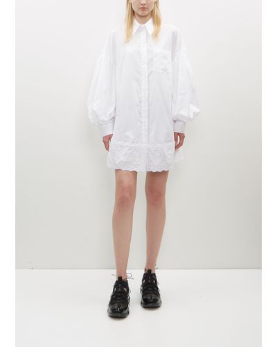 Simone Rocha Signature Sleeve Short Shirt Dress W/ Trim - White
