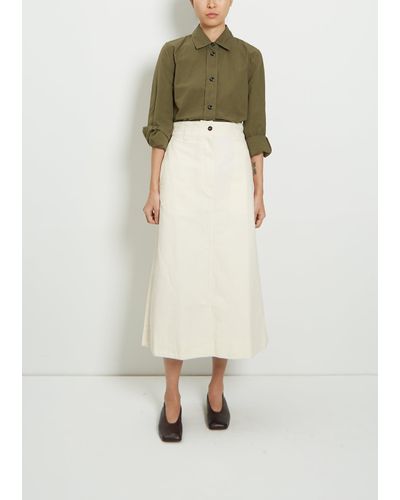 MHL by Margaret Howell Cotton Twill Patch Pocket Walking Skirt - White