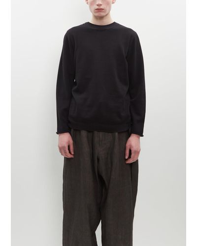 Yohji Yamamoto Cotton Cashmere Round Neck Sweater - Black
