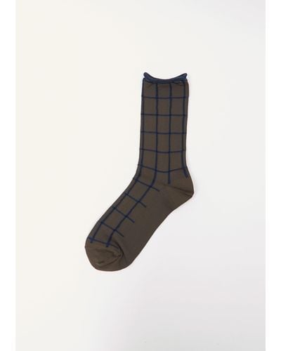 Y's Yohji Yamamoto Plaid Socks - Black