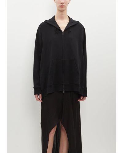 Yohji Yamamoto Cotton Zip-up Hoodie Sweatshirt - Black