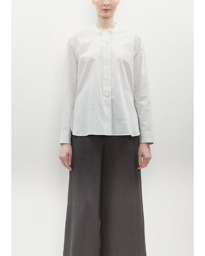 Margaret Howell Collarless Cotton-silk Shirt - White