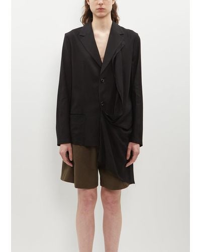 Y's Yohji Yamamoto Asymmetric Drape Viscose Jacket - Black