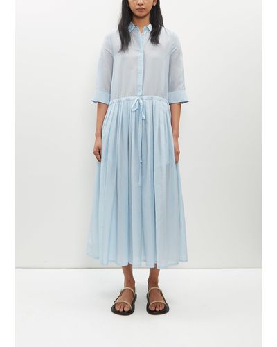 Sara Lanzi Cotton Silk Voile Chemisier Dress - Blue