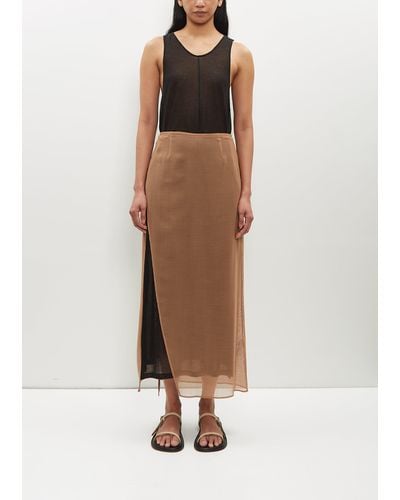 AURALEE Recycled Wool Blend Leno Sheer Skirt - Brown
