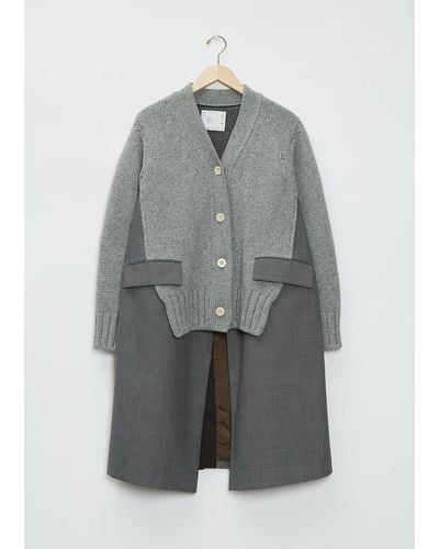 Sacai Wool Suiting X Knit Cardigan - Grey