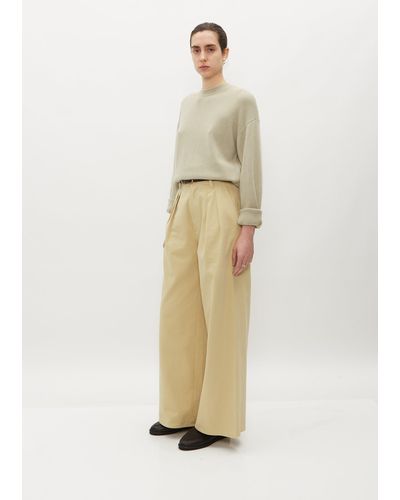 AURALEE Washed Heavy Chino Wide Trousers - Natural