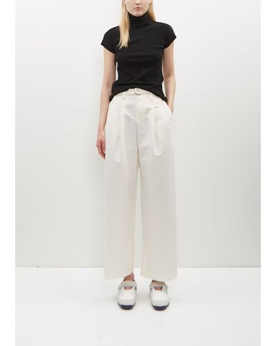 Issey Miyake Enfold Cotton-blend Trousers - Natural