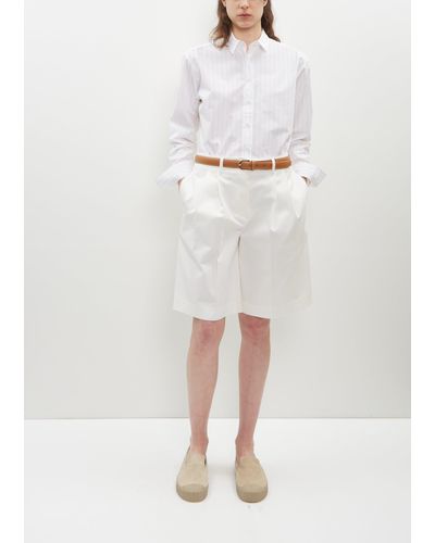 Totême Relaxed Cotton Twill Shorts - White