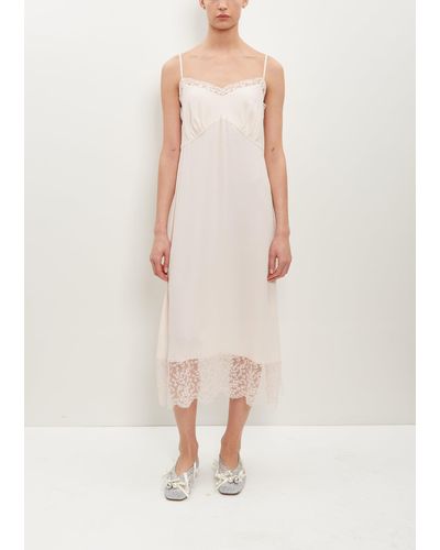 Simone Rocha Slip Dress W/ Deep Lace Trim - Natural