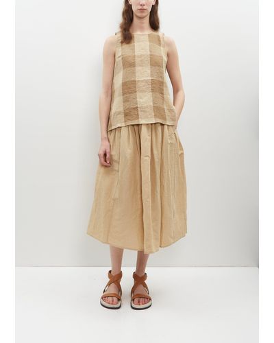 Apuntob Linen Cotton Gathered Skirt - Natural