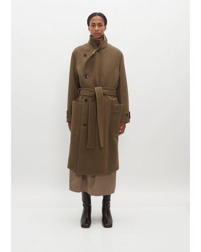 Lemaire Wrap Wool Coat - Natural