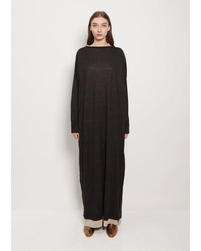 Dusan Chunky Boatneck Linen Blend Dress - Black