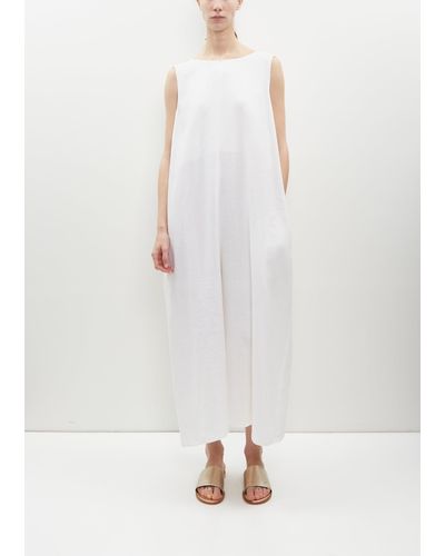 Dusan Crepe Linen Sleeveless Jumpsuit - White
