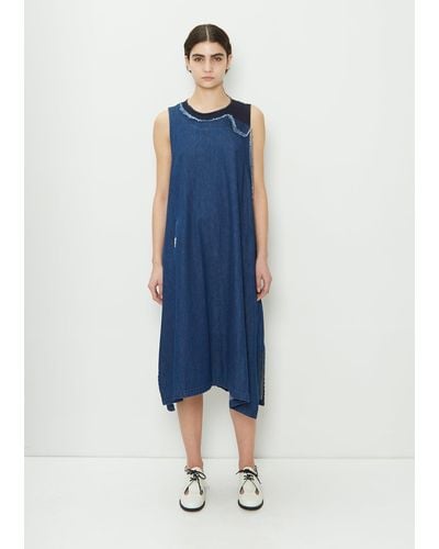 Y's Yohji Yamamoto Cutting Apart Cotton Dress - Blue